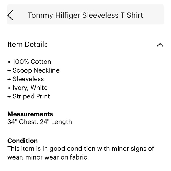 TOMMY HILFIGER Sleeveless T-Shirt Pink White Small - Picture 3 of 3